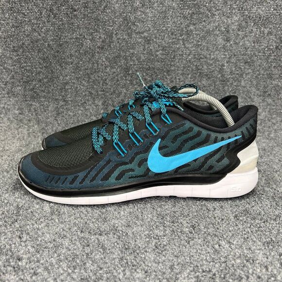Nike Free 5.0 Running Shoes Men's 13 Black Blue Lagoon Athletic Barefoot Sneaker - Picture 5 of 13